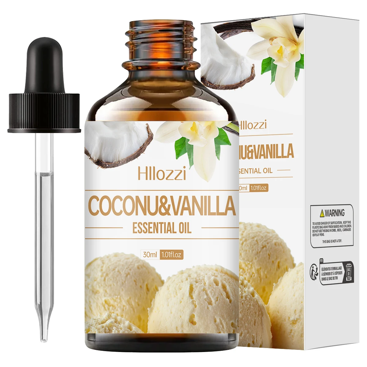 Aceite esencial de coco y vainilla para masaje corporal, difusor de aromaterapia, fragancia duradera, apto para todo tipo de piel.