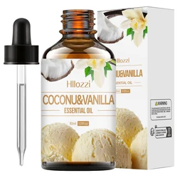 Coconut & Vanilla essential oil for body massage, aromatherapy diffuser, long lasting fragrance, suitable for all skin types.