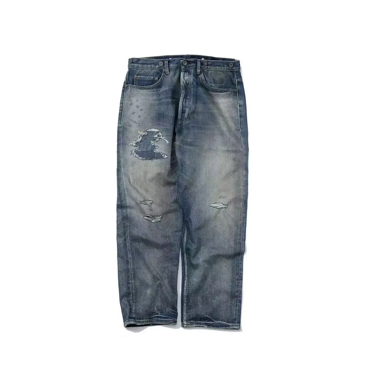 Calças Jeans Americanas Retrô de Aodão Pesado do para Trabalho, sex, Soltas, Casuais e Versáteis com Perna Reta