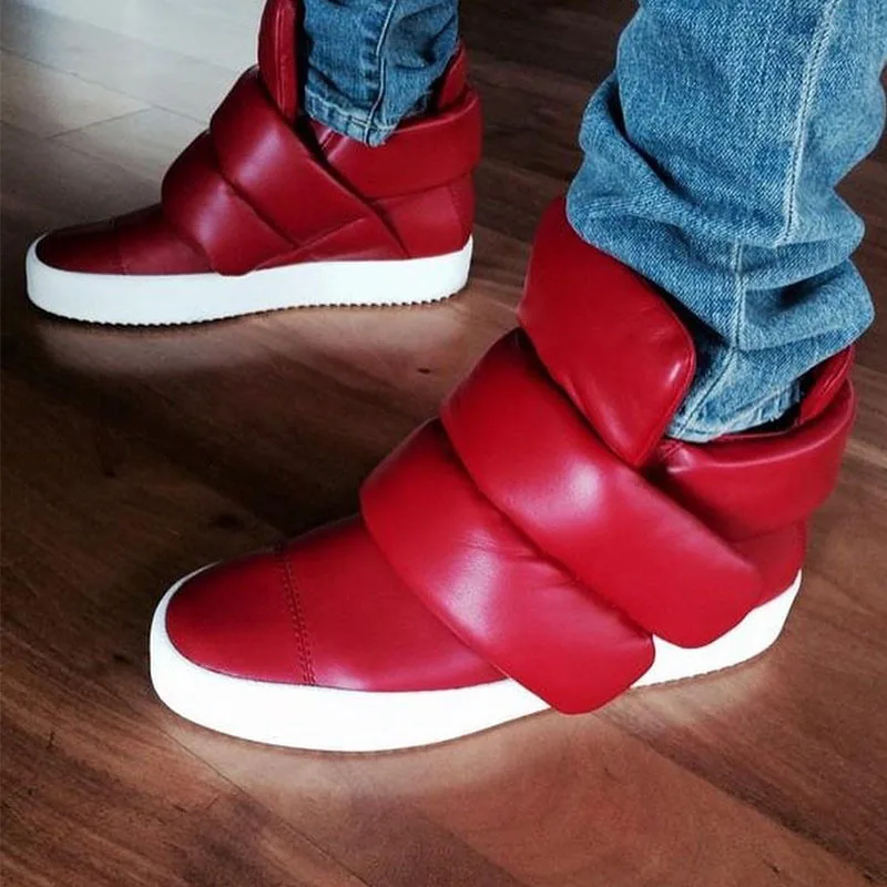 Chunky Sneakers Mens Women High Top Hook and Loop White Platform Dad Shoes Skate Shoes Round Toe Thick Sole Unisex Plus Size New