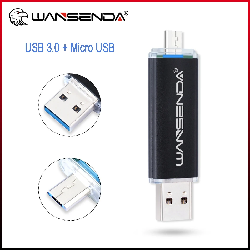 Флеш-накопитель Wansenda, USB 3,0, OTG, флешка 8 ГБ, 16 ГБ, 32 ГБ, 64 ГБ, 128 ГБ, 256 ГБ, флэш-накопитель для Android/ПК