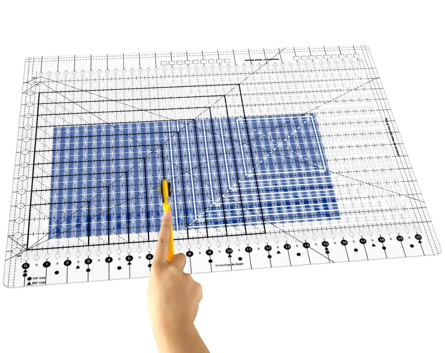

Quilting Ruler, 17-3/4in x 22in, Slotted Patchwork Template with Non-Slip Grip for Fabric Cutting, Sewing, and Crafting