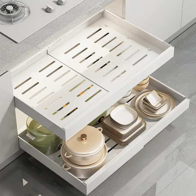 Pull Out Kitchen Storage Rack No Drill Cabinet Organizer Carbon Steel Slide Out Cabinet Drawers Spices Box Storage Rack