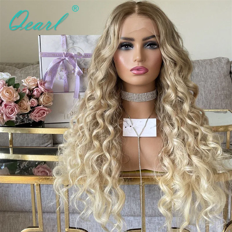 Losse Krullend Full Lace Pruik Braziliaanse Menselijk Haar Pruiken Verkoop Ombre Ash Blonde Wit Hd Kant Frontale Pruik Vrouwen Alle voor Real Gratis Schip