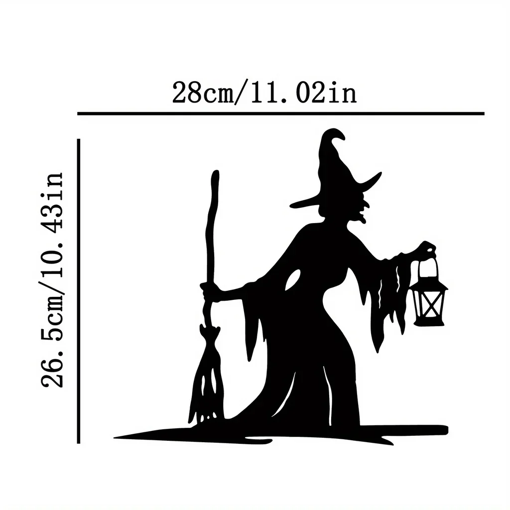 1szt Witch Lantern On Branch Steel Silhouette Metal Wall Art Home Garden Yard Patio Outdoor Statue Stake Decoration Perfect