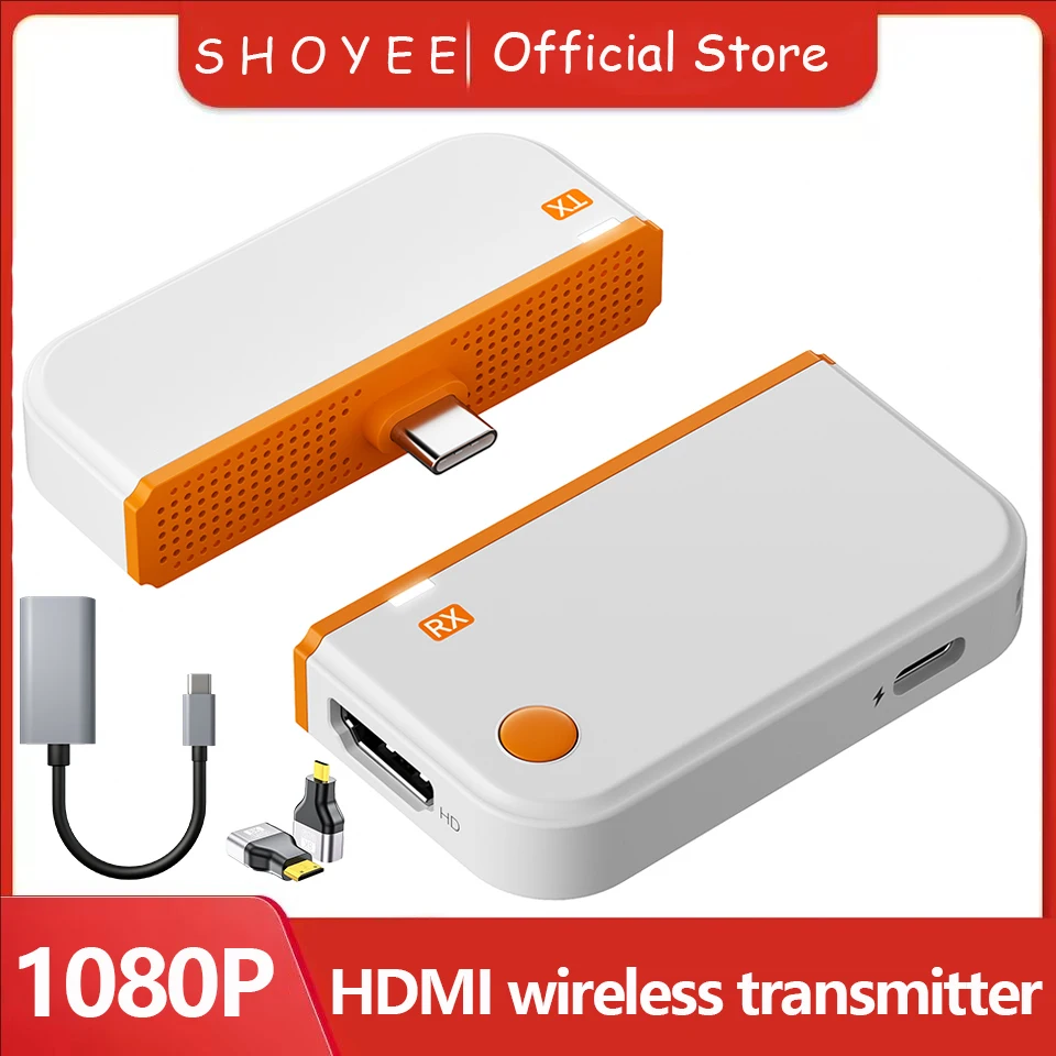 50M Type C HDMI-Compatible Wireless Video Transmitter Receiver Extender Adapter TV Stick Dongle for Laptop PC Phone TV Monitor
