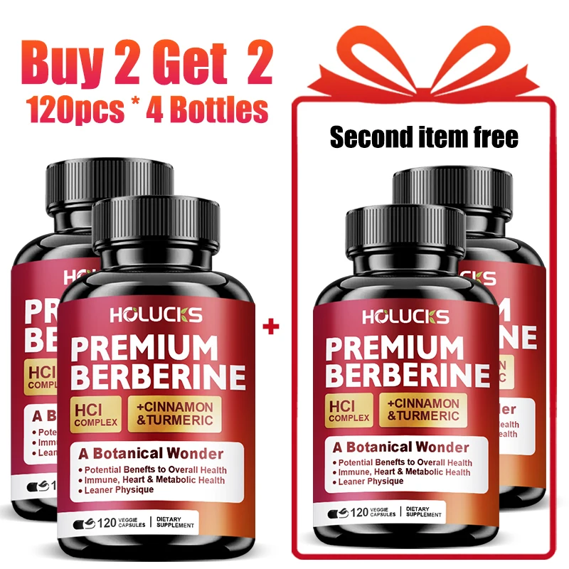 

HOLUCKS Высокоэффективная добавка с берберином HCl, с корицей, куркумой и черным перцем, для поддержания метаболизма и укрепления иммунной системы