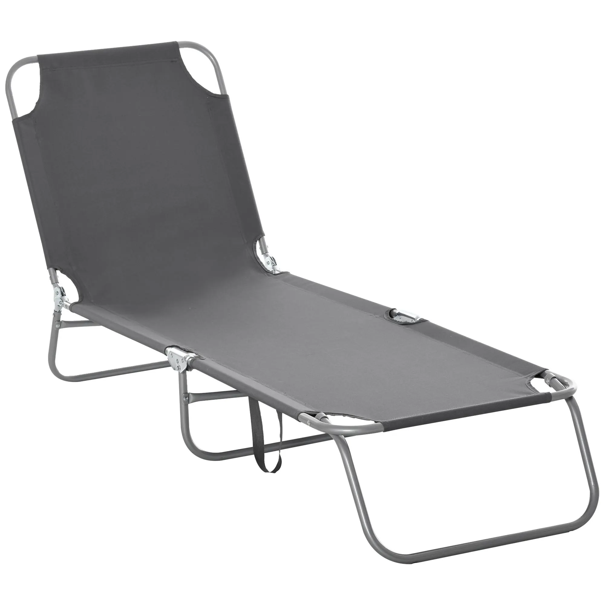 Outsunny Tumbona Plegable con Respaldo Ajustable en 5 Niveles 187x55x24 cm