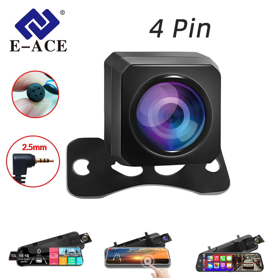 E-ACE 1080P Rückfahrbild HD 2,5 mm 4-Pin HD Nachtsicht wasserdichte und stoßfeste Nachtsichtkamera mit 6 m/10 m/15 m Kabel