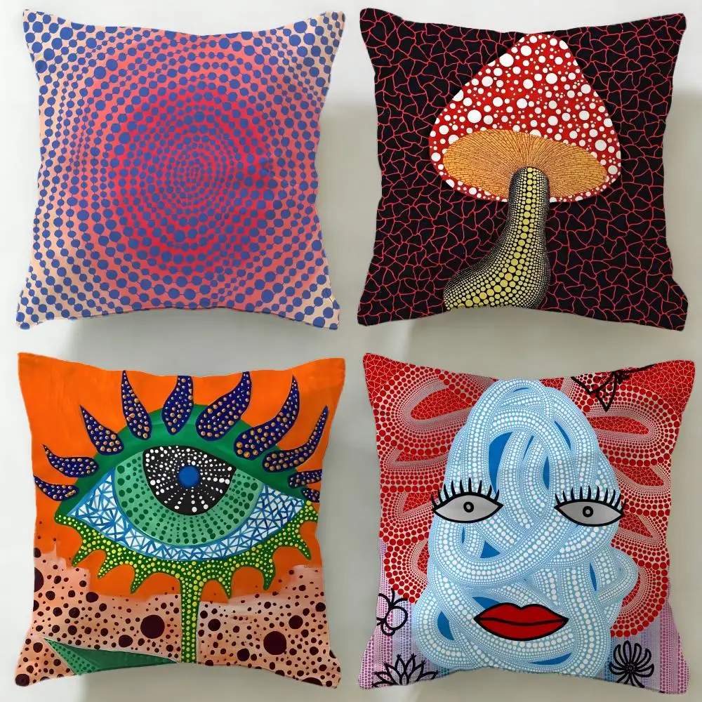 Classic Artist Yayoi Kusama Cushion Cover Soft & Easy-Wash Pillow Case – Versatile for Couch, Bed, Travel and Office