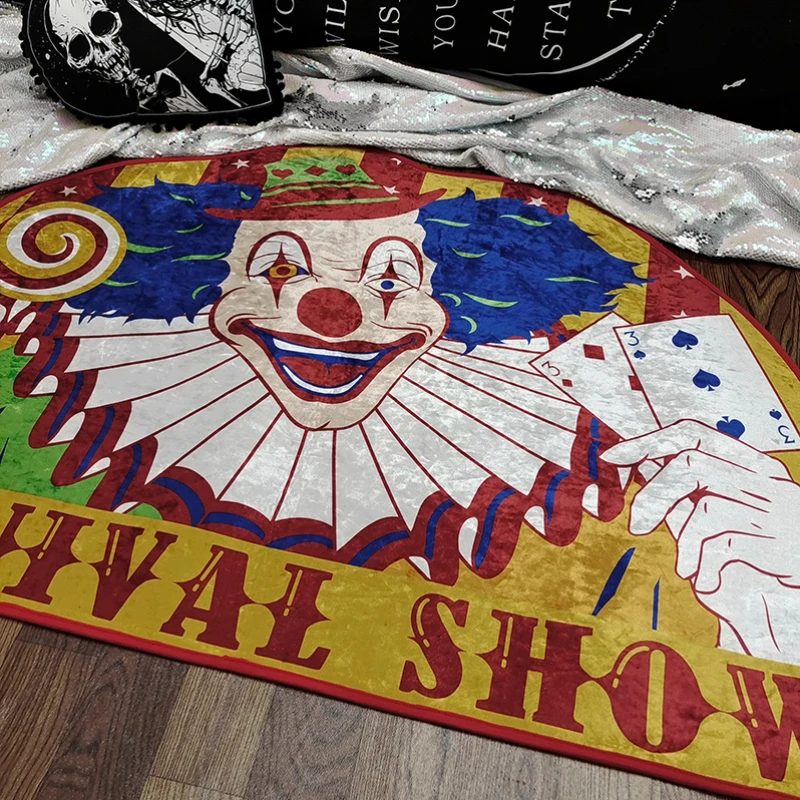 VIKAMA Gothic Clown Carnival Halloween Rug Holiday Celebrations Doormat Welcome Mat Rug For Bedroom Carpet For Live Room Home De