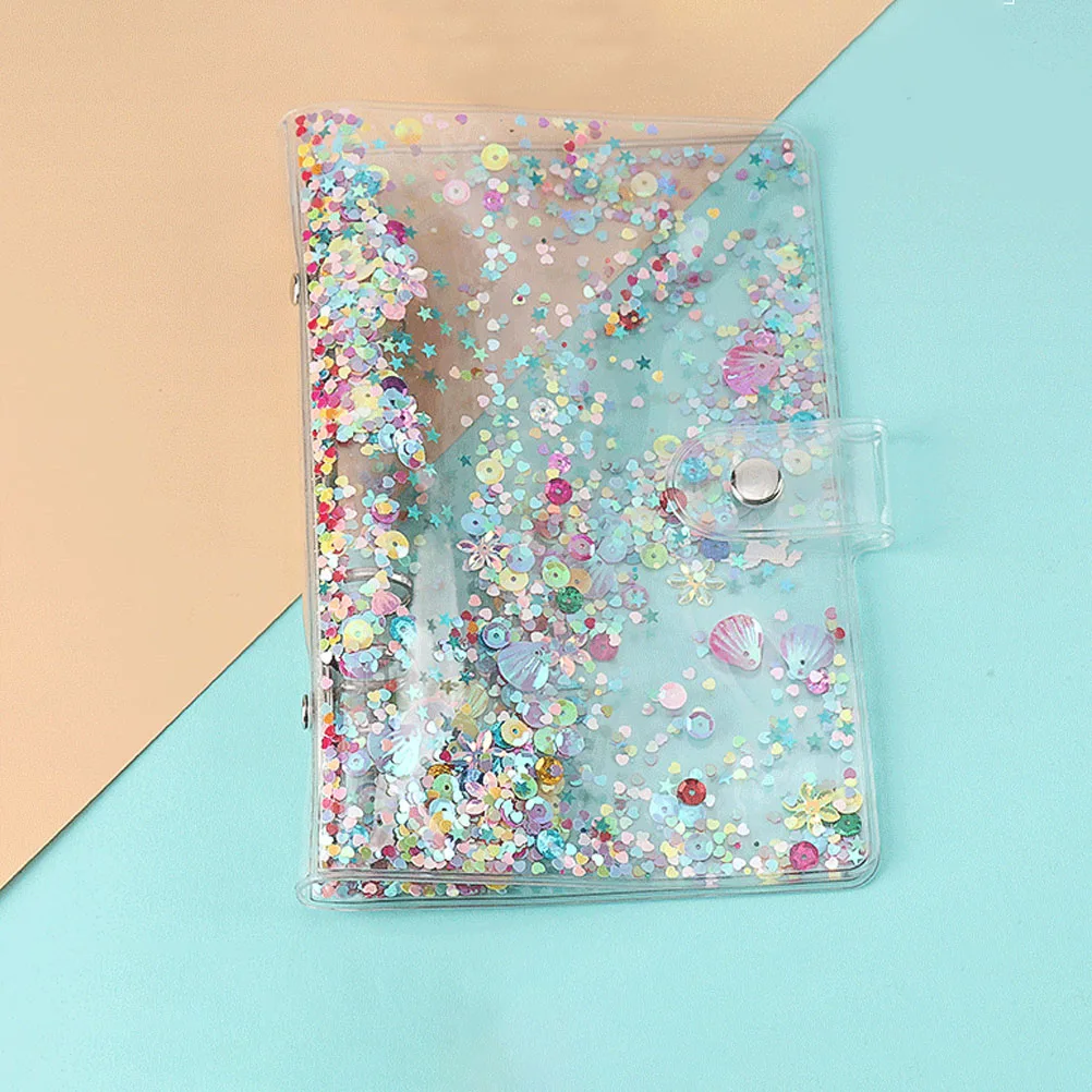 PVC Sequin Binder Planner Cover Practical Portable Notepad Shell for Study Office Use Gift for Friends Loose Leaf Binder