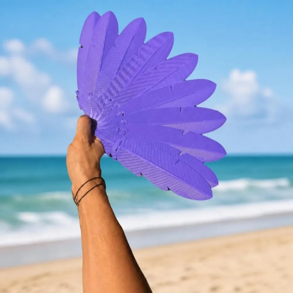 3D Printed Realistic Feather Folding Fan Creative Portable Summer Cooling Fan Handmade Art Solid Color Handheld Feather Fan