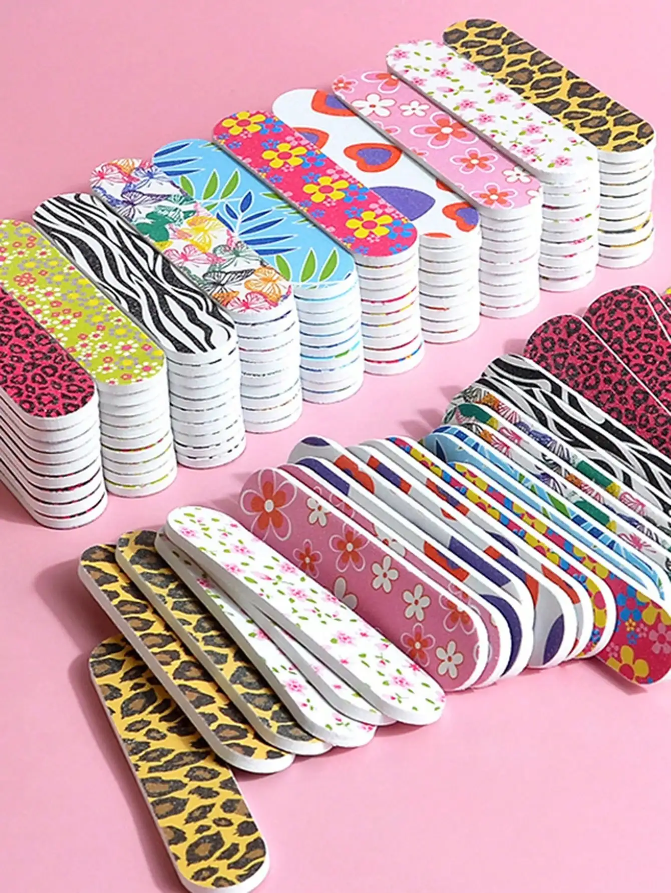 50 peças de cor mista 7 lados bloco de buffer de unhas conjunto de ferramentas de lixamento empurrador de cutícula