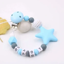 Baby Teether Pacifier Chain Silicone Five-pointed star Pacifier Clips Infant Nipple Appease Soother Chain Clip Dummy Holder Nipp