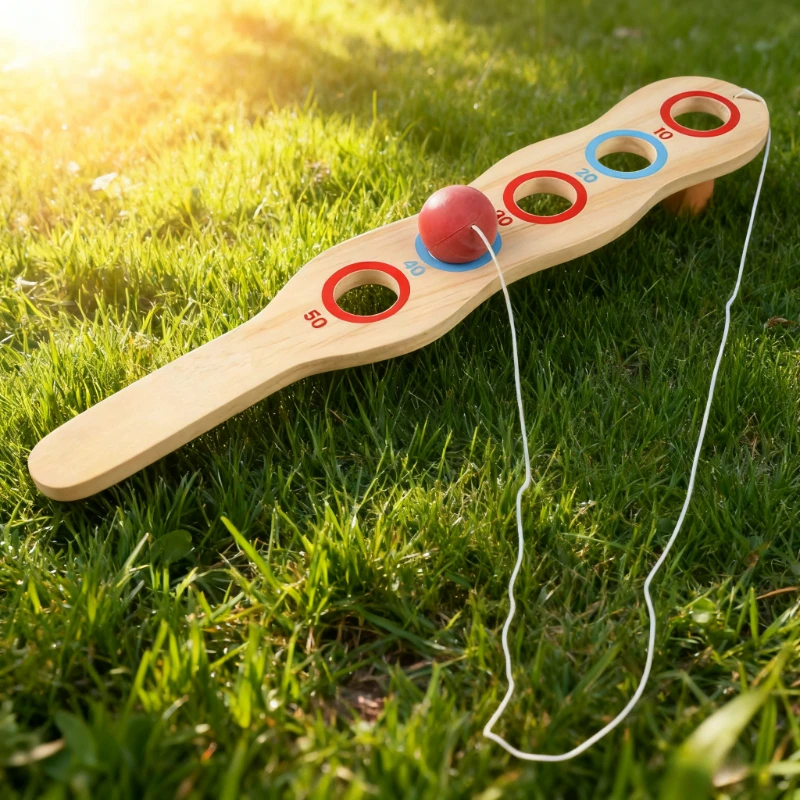 1Pc Wooden Elastic Bouncing Paddle, Hand‑Eye Coordination Training Toy with Wooden Ball & Elastic Rope, Improve Throwing