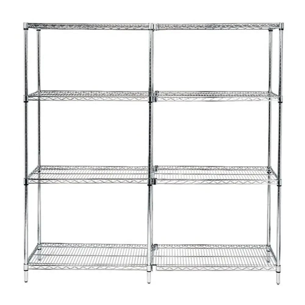 Quantum Storage Systems WR54-3060C Starter Kit for 54" High 4-Tier Wire Shelving Unit, Chrome Finish, 30" Width x 60" Length