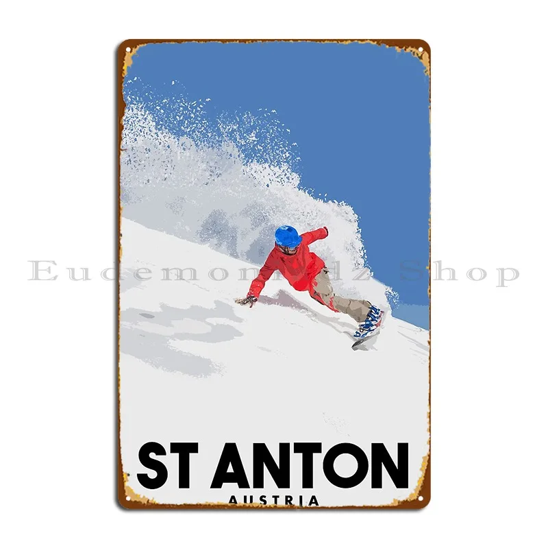 St Anton Austria Metal Plaque Poster Bar Personalized Living Room Wall Cave Garage Tin Sign Poster