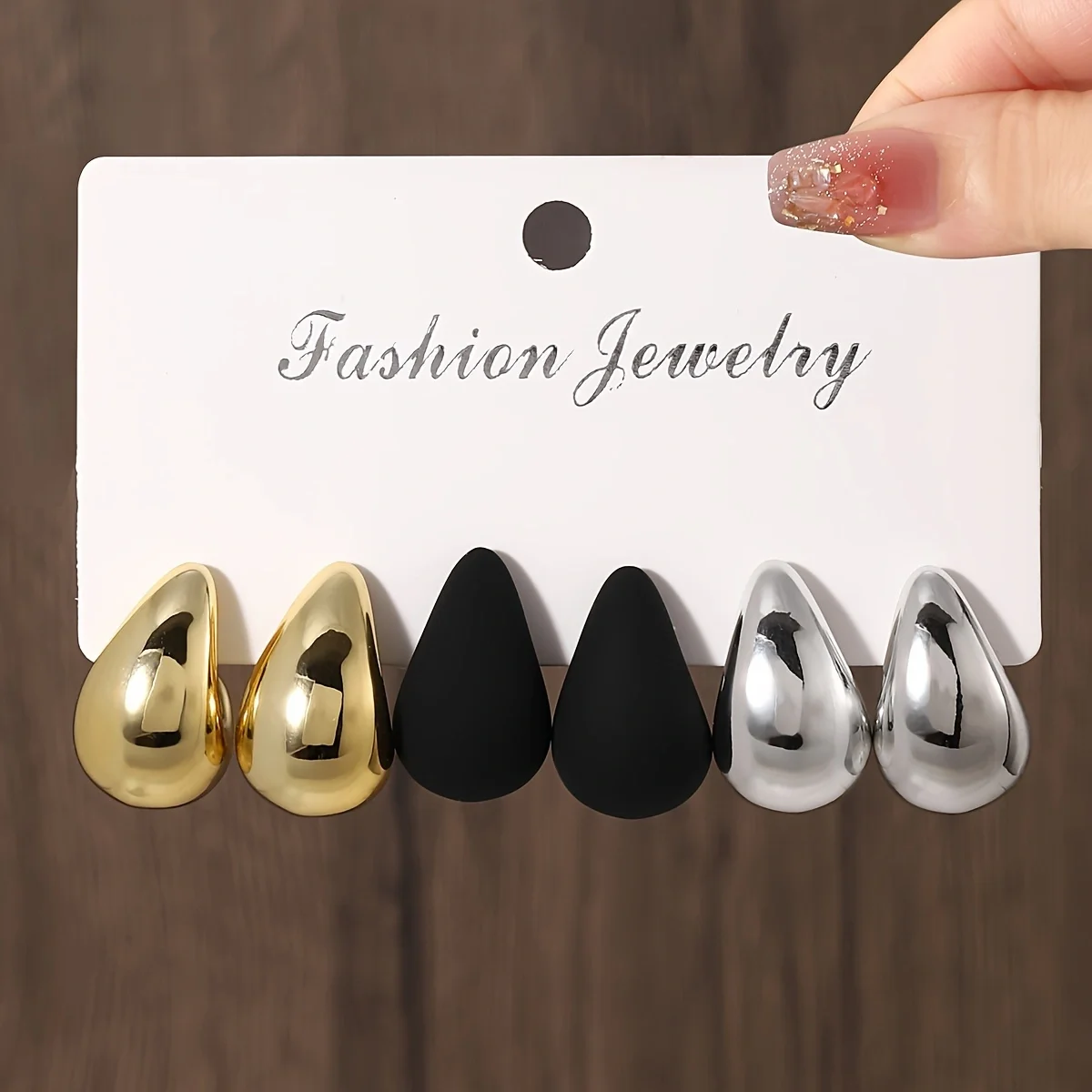 Vintage Multi Color Water Drop Stud Earrings Fashion Punk Smooth Metal Earrings Women's Trendy Party Jewelry