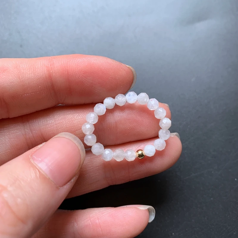 12 Zodic Birthstone Ring 3mm Peridot Ruby Moon Stone Faceted Beads Ring Finger Jewelry Elastic String Jewelry 1pc