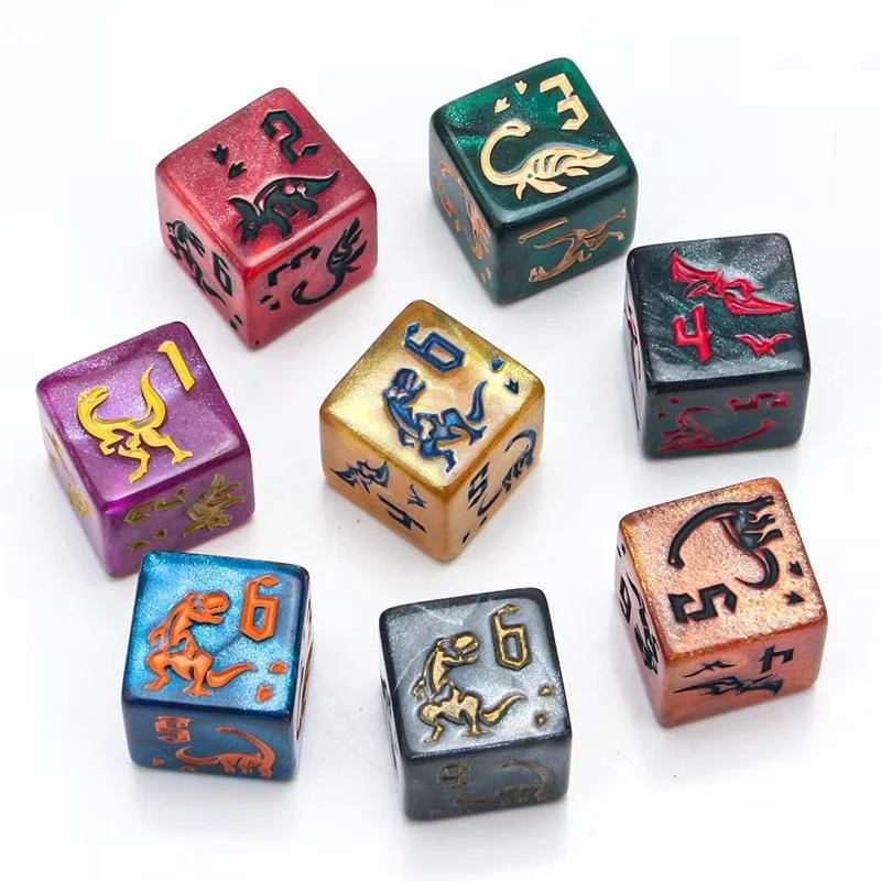 7 قطع/مجموعة من نرد الديناصورا - مراجعة Board Game Arena وسعره