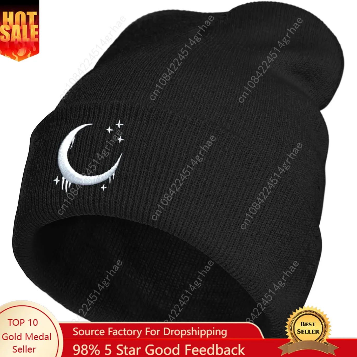 

Embroidery Goth Beanie Knit Hats for Men & Women, Embroidery Winter Hats Skull Cap