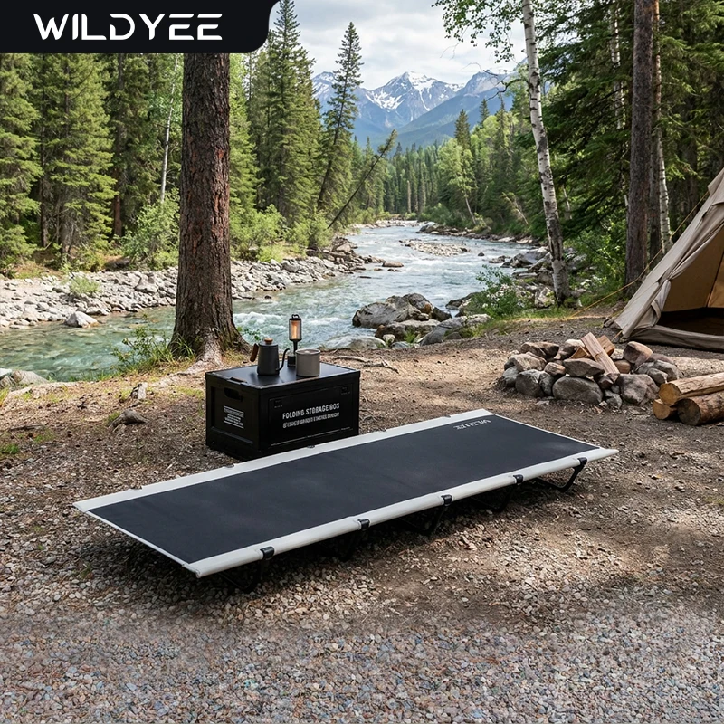 WILDYEE Ultraleichtes Campingbett Tragbares Klappbares Campingbett Einfach Aufzubauendes Campingbett für Outdoor-Reisen Wandern Rucksackreisen