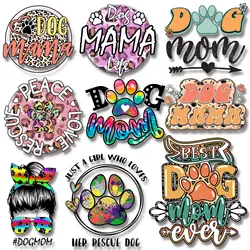 Dog Paw MaMa  Leopard Print Letter Stickers Iron on Patches Applique for Cloth Washable DIY Decoration