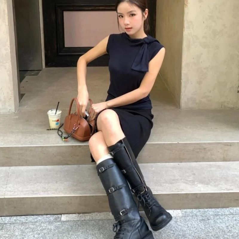 Retro American Hot Girl Low Waist Midi Skirt Women's 2025 Autumn New Simple Elegant Fish Tail Half Skirt Casual Polyester Fiber