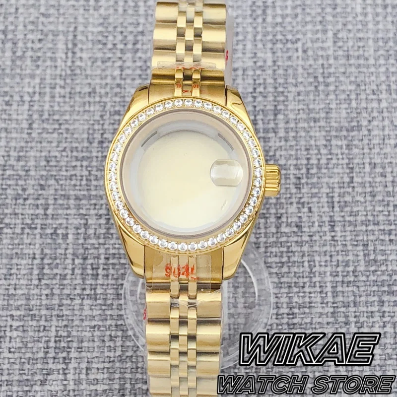 28mm31mm Luxury Silver Gold Two Tone Rose Lady's Watch Case Stainless Steel Decorated Diamond Bezel Waterproof Fit NH05 Movement
