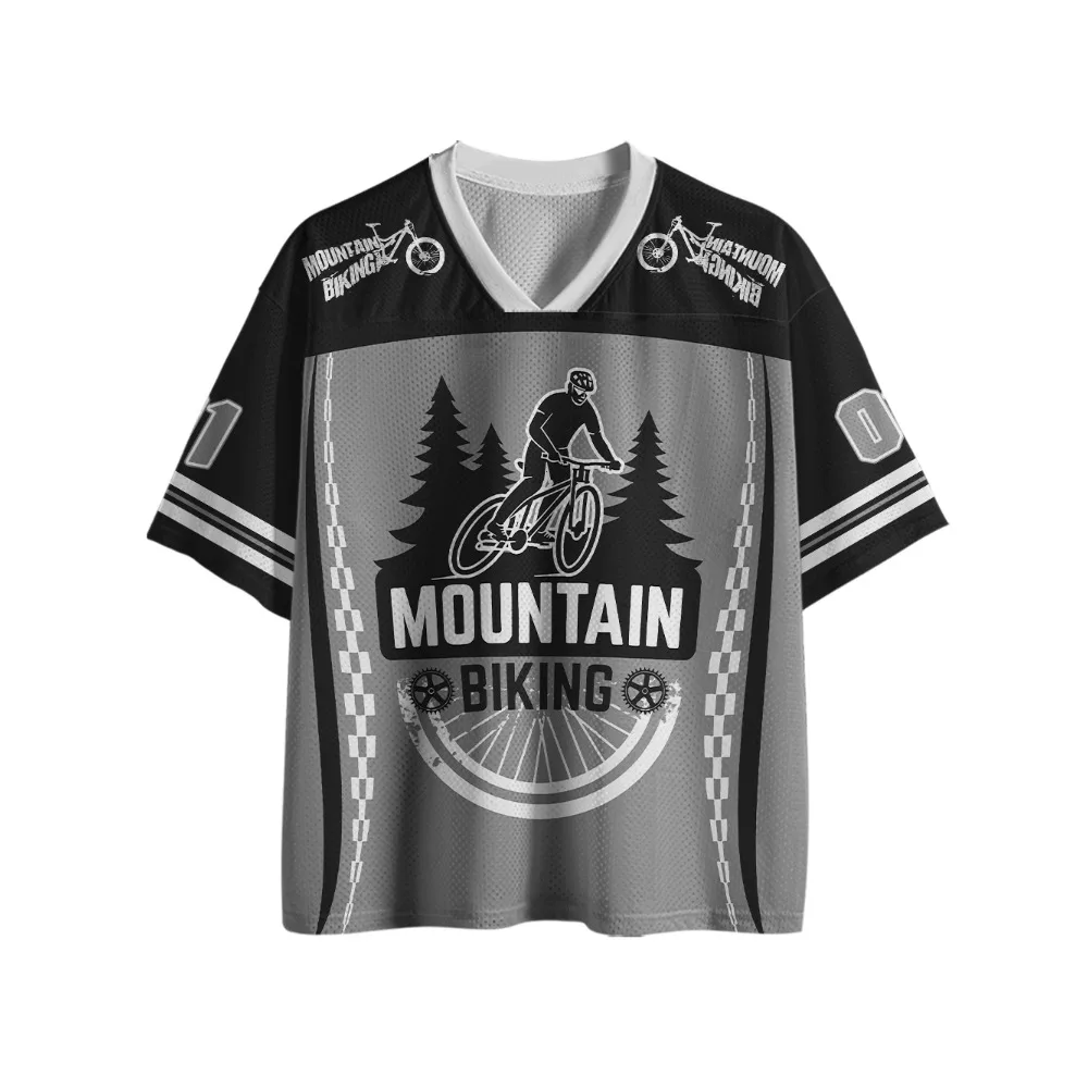 Bicycle Riding Suit, Fashionable V-neck Short Sleeved T-shirt, Daily Downhill Cycling Mesh Jersey, Mountain Bike Riding T-shirt