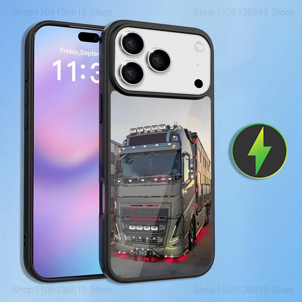 멋진 대형 트럭 아트 케이스 아이폰 16,15,17,14,13,12,11,프로,맥스,플러스,미니,맥세이프,마그네틱 무선 충전 케이스