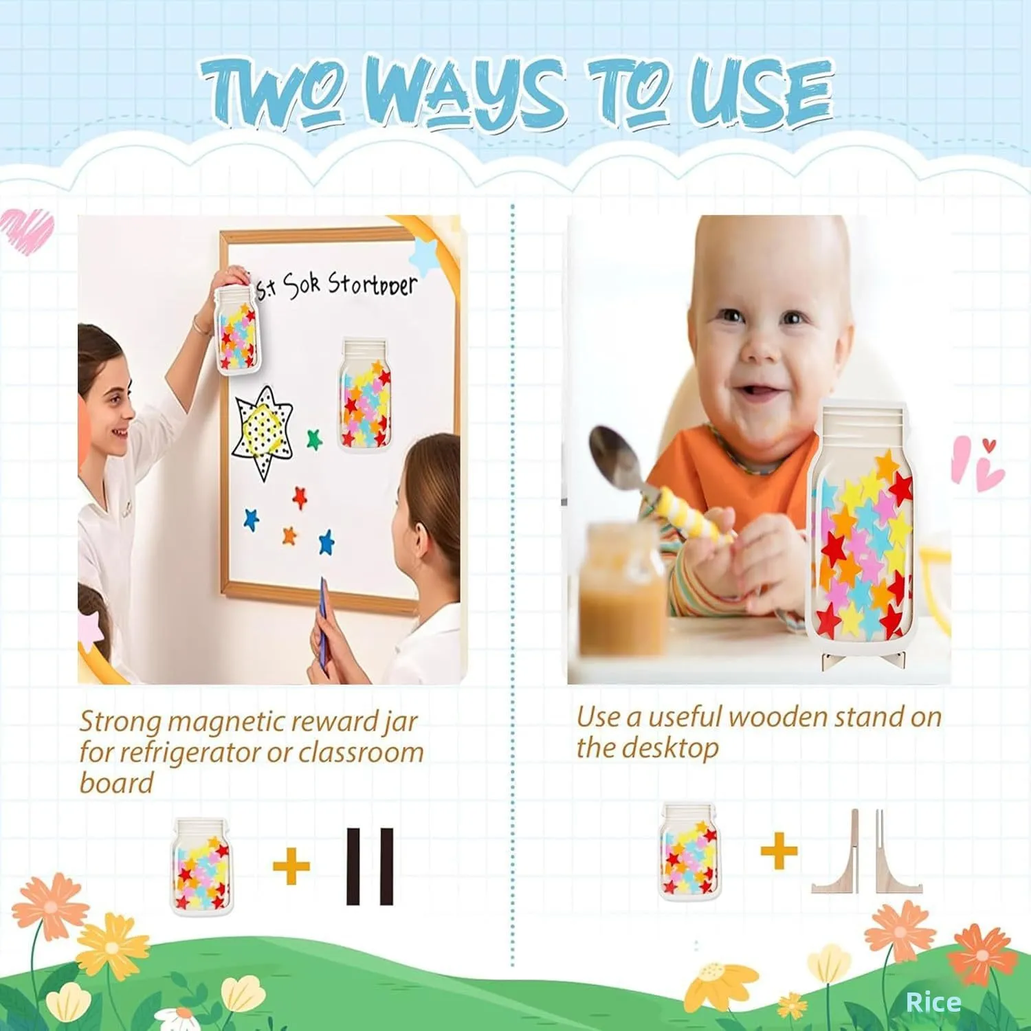 木製モチベーション報酬ジャー、スタンド付き、子供用報酬ジャー、多目的磁気インセンティブジャー、DIY詰め替え式子供用おもちゃ