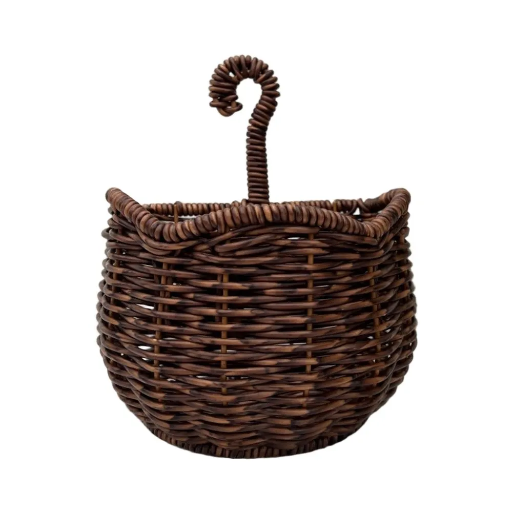 Semicircle Rattan Wall Basket with Umbrella Handle for Keeping Frequently Used Items Within Easy Reach and View