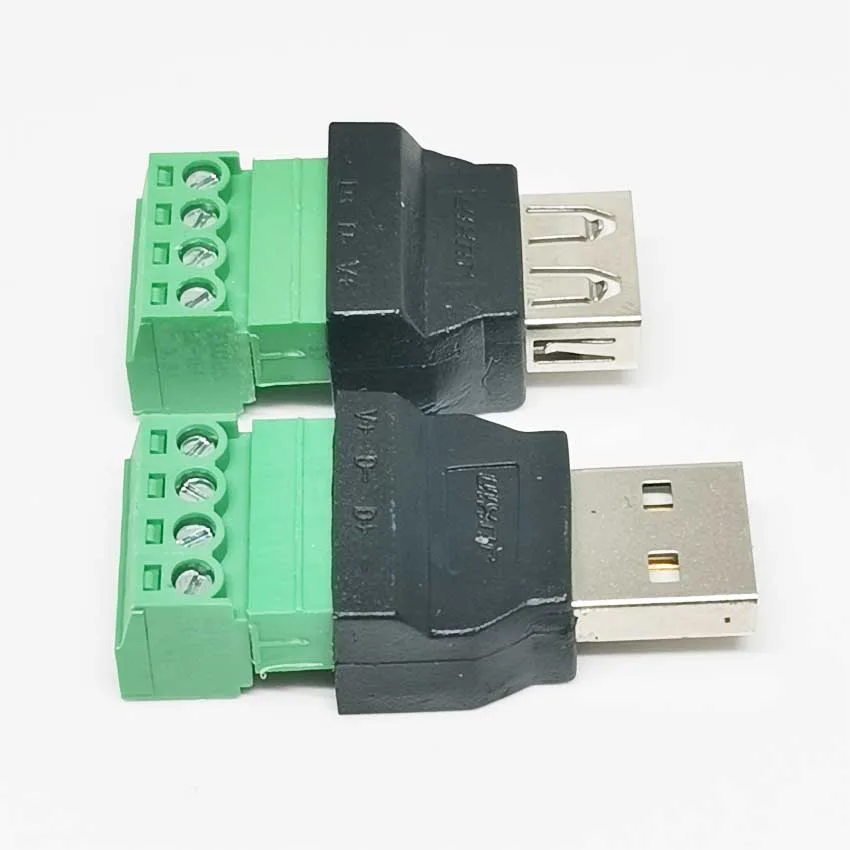1Pc USB 2.0 Type A Male/Female to 5 Pin Screw Connector USB Jack with Shield USB2.0 to Screw Terminal Plug