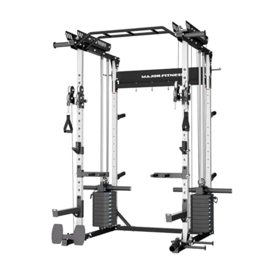 

Многофункциональный домашний тренажер Drone MAX Power Rack с весовыми стеками, грузоподъемность 2500 фунтов, двойной трос для тяги вниз и кроссовер, сверхмощный, полнокомплектный