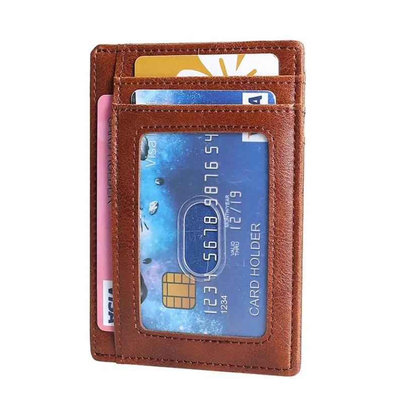 Slim Minimalist Ultra Thin Ins Wallets RFID ID VIP Credit Card Holder for Women and Men Real Leather Carbon Fiber Name card Box
