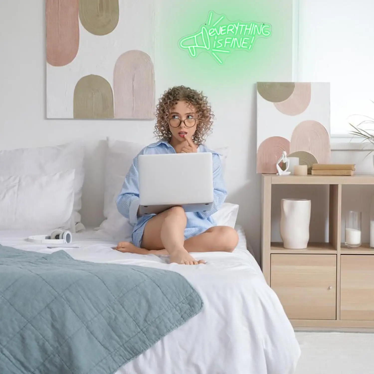 كل شيء على ما يرام علامة النيون عكس الضوء ملهمة القرن ضوء النيون إقتباس إيجابي LED لتخزين الممر غرفة نوم مكتب ديكور