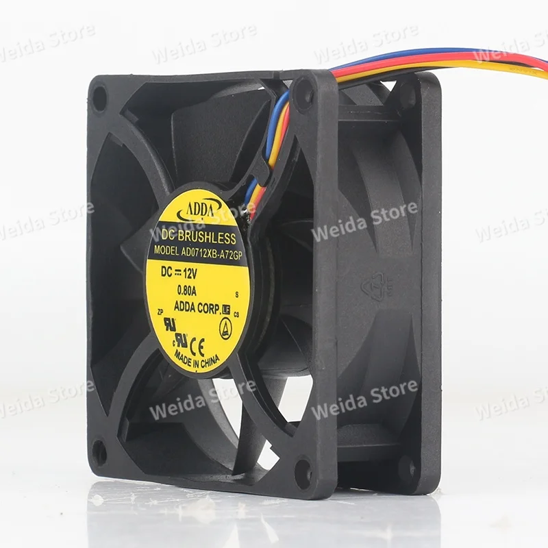 

Original ADDA DC12V 0.80A 24V 48V 7025 70X70X25MM 7CM 4-wire chassis converter Large air volume AD0712XB-A72GP cooling fan
