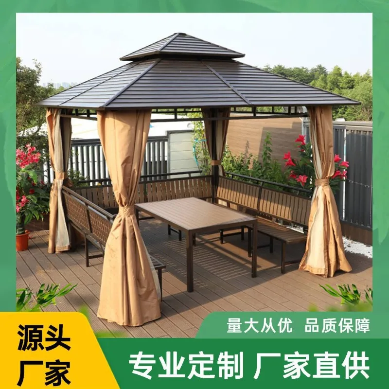 Outdoor metal gazebo courtyard waterproof villa resort agritainment leisure entertainment shading four-column galvanized