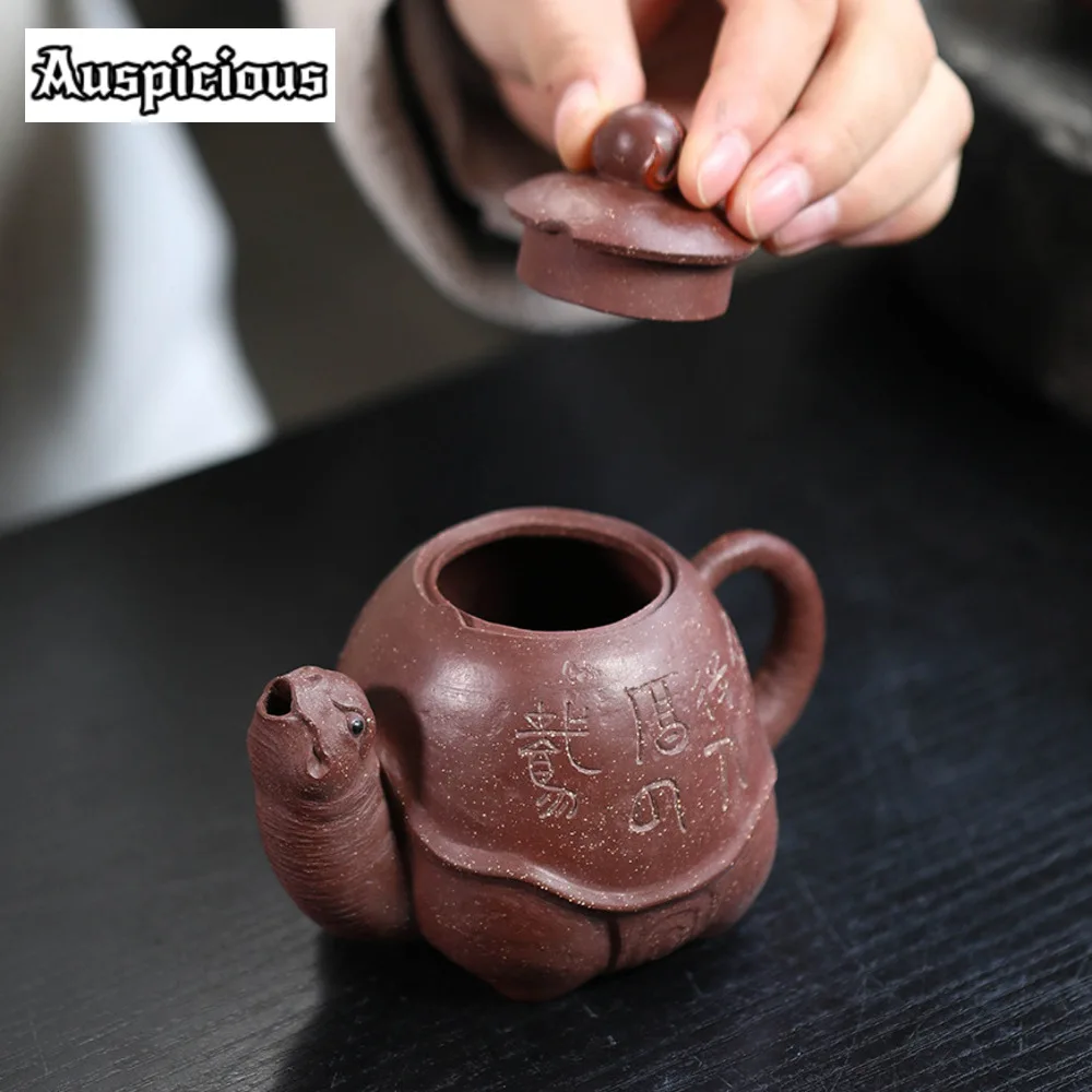 200ml High-end Chinese Yixing Purple Clay Teapots Beauty Kettle Handmade Longevity Turtle Pot Raw Ore Zisha Tea Set Collection