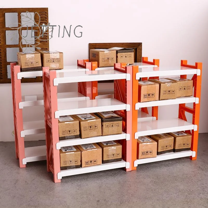 Hot 1/12 Dollhouse Simulation Plastic Storage Shelves Warehouse Racks Model Dollhouse Furniture Decoration Dolls House Accessory