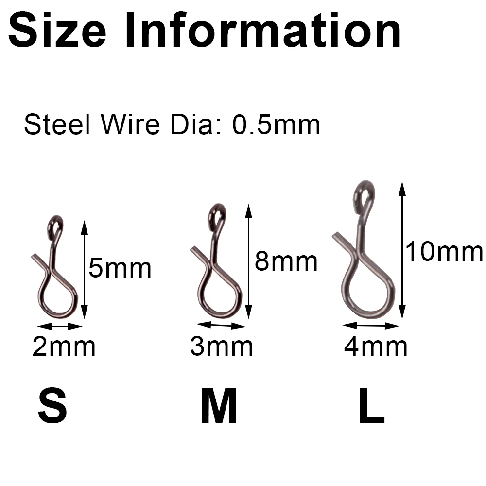 스테인리스 스틸 플라이 낚시 스냅 퀵 체인지 클립, 플라잉 후크 지그 미끼 잠금 커넥터, 낚시 태클, 100 개, 50 개