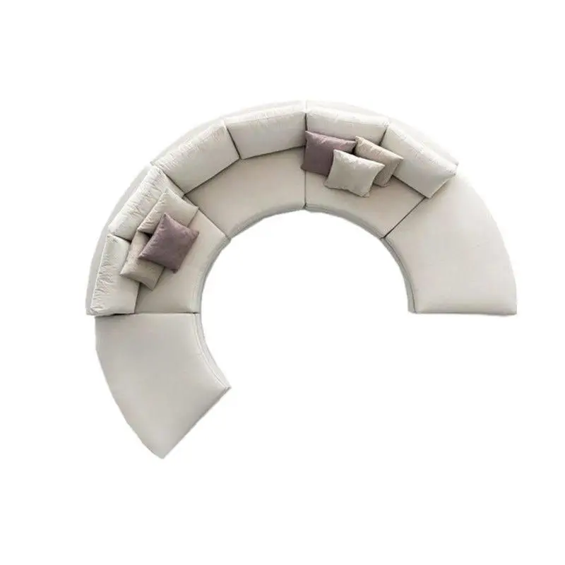 Nordic light luxury modern fabric hotel living room exhibition hall KTV round sofa, large apartment villa curved sofa