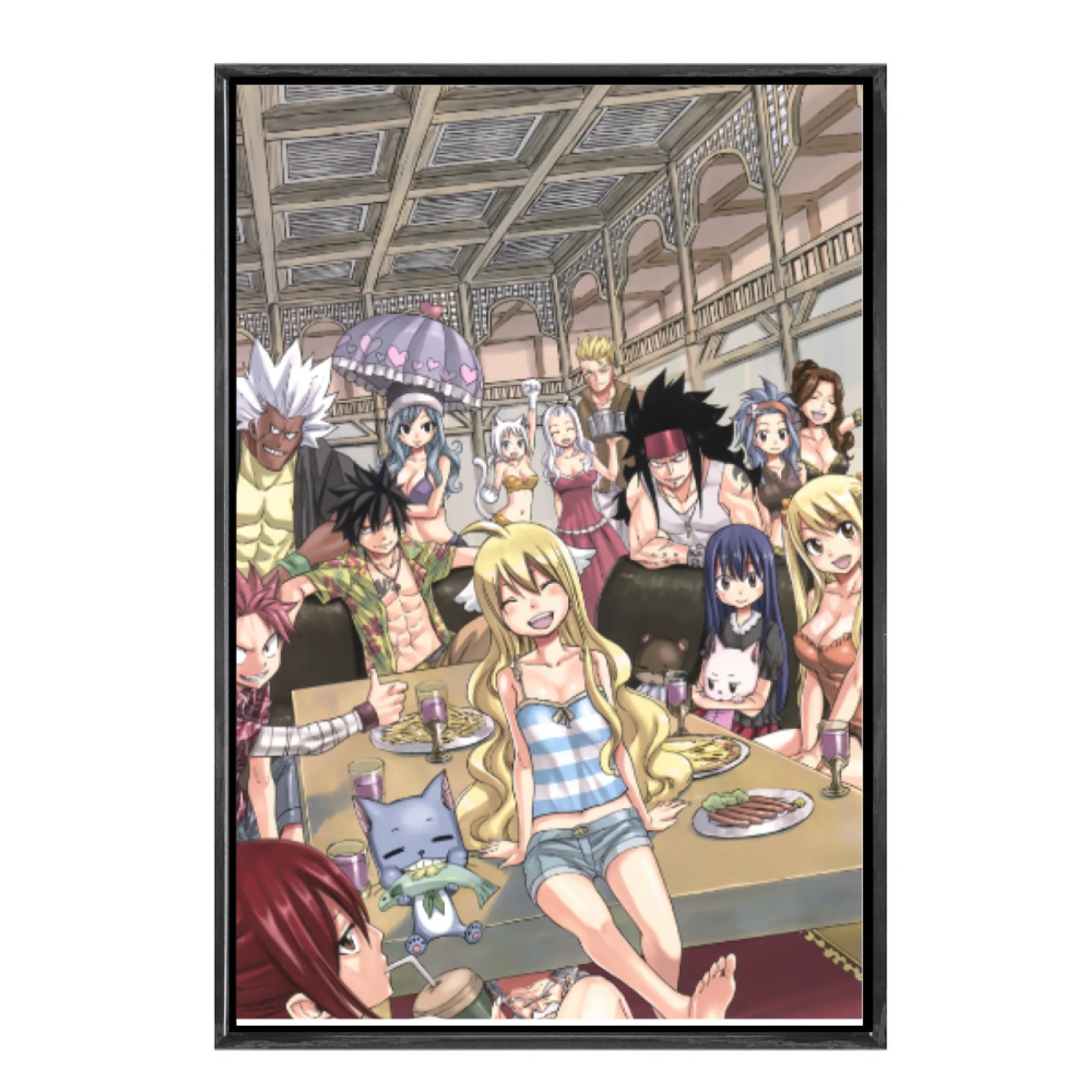 

Японская манга, многоразмерный холст, постер в двойной рамке, настенное искусство, сказочный хвост, домашний декор для гостиной, спальни