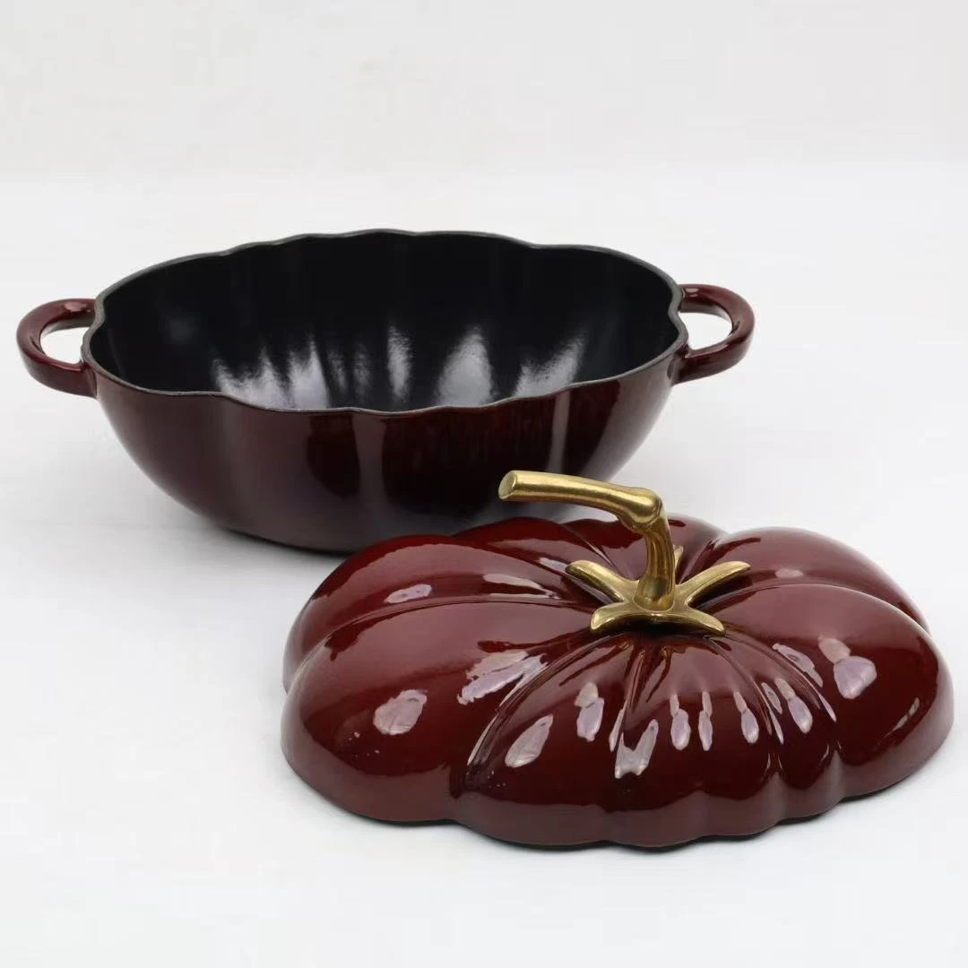 Tomato Cast Iron Enameled Pot, a classic and durable non-stick saucepan/stew pot suitable for all stovetops. view 4