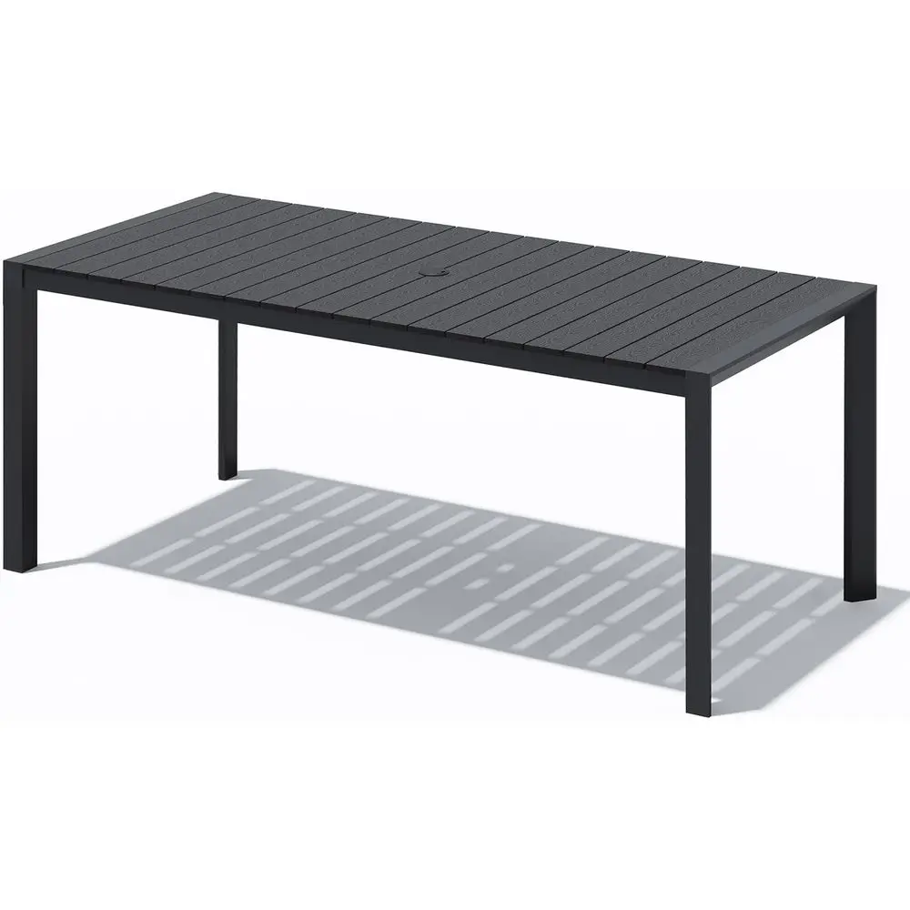 

All-Weather 71 Patio Dining Table with Umbrella Hole for Outdoor/Indoor Use, Black