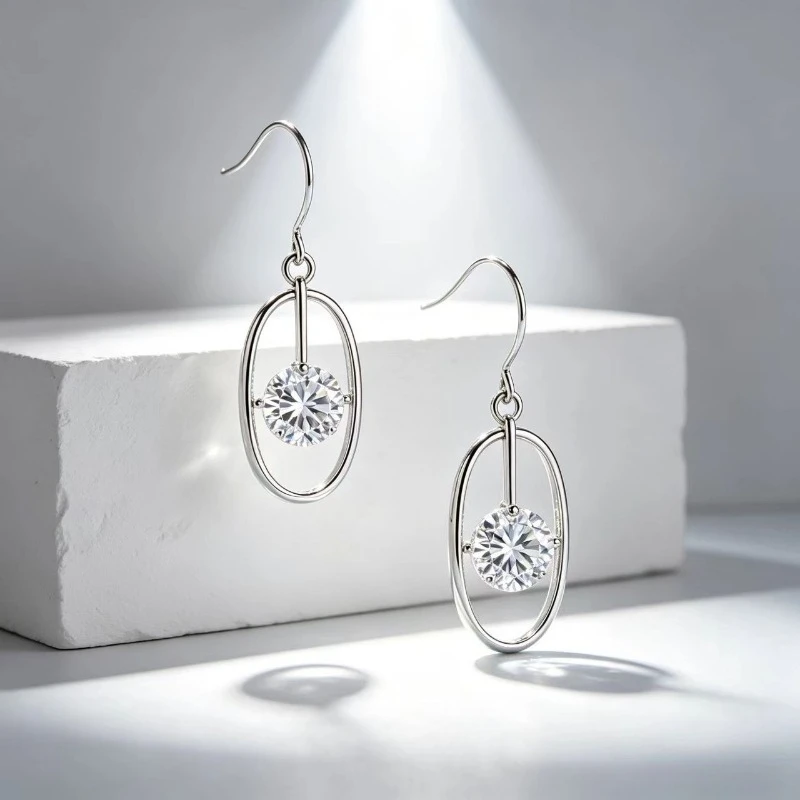 Solid 925 Sterling Silver Earrings Fully Set with Moissanite Daily Wear Elegant Gift Simple And Stylish Jewelry Accessory