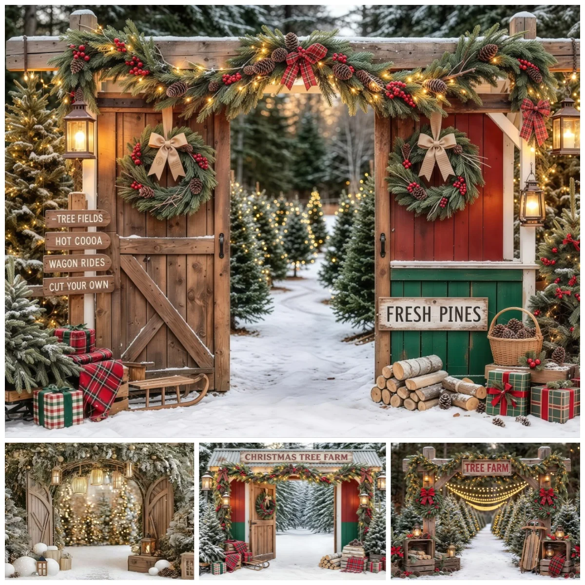Yeele Christmas Tree Farm Photography Background  Winter Snowy Children Family Holiday Party Portrait Backdrop Photo Studio Prop