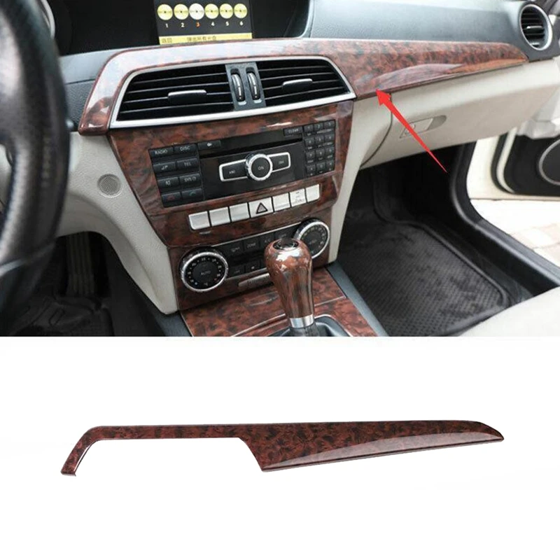 For Mercedes Benz W204 C-Class 2010-2013 Red Wood Grain Center Console Dash Stirp Trim Parts